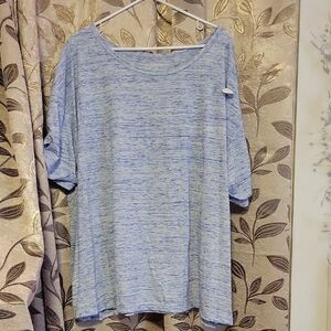 Woman Within Heathered Blue Short Sleeve Top